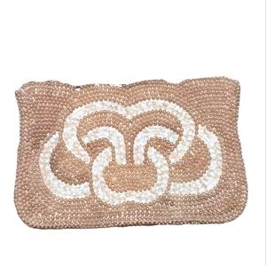 Vintage White Hand Beaded Pearl Wedding Bridal BAG Purse/Clutch-Made in Japan